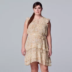 Plus Size Simply Vera Vera Wang Tiered Sleeveless Dress