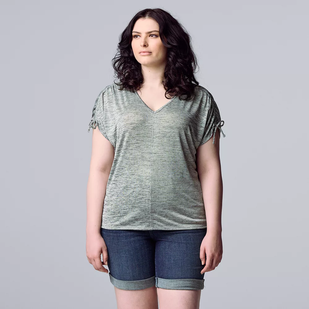 Women's Simply Vera Vera Wang Ruched-Shoulder Dolman Tee - Image 6