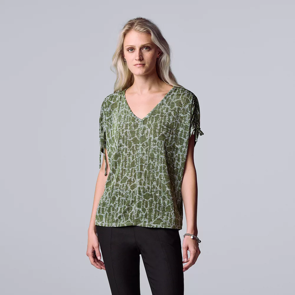 Women's Simply Vera Vera Wang Ruched-Shoulder Dolman Tee - Image 5