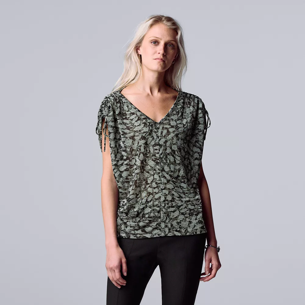 Women's Simply Vera Vera Wang Ruched-Shoulder Dolman Tee - Image 4