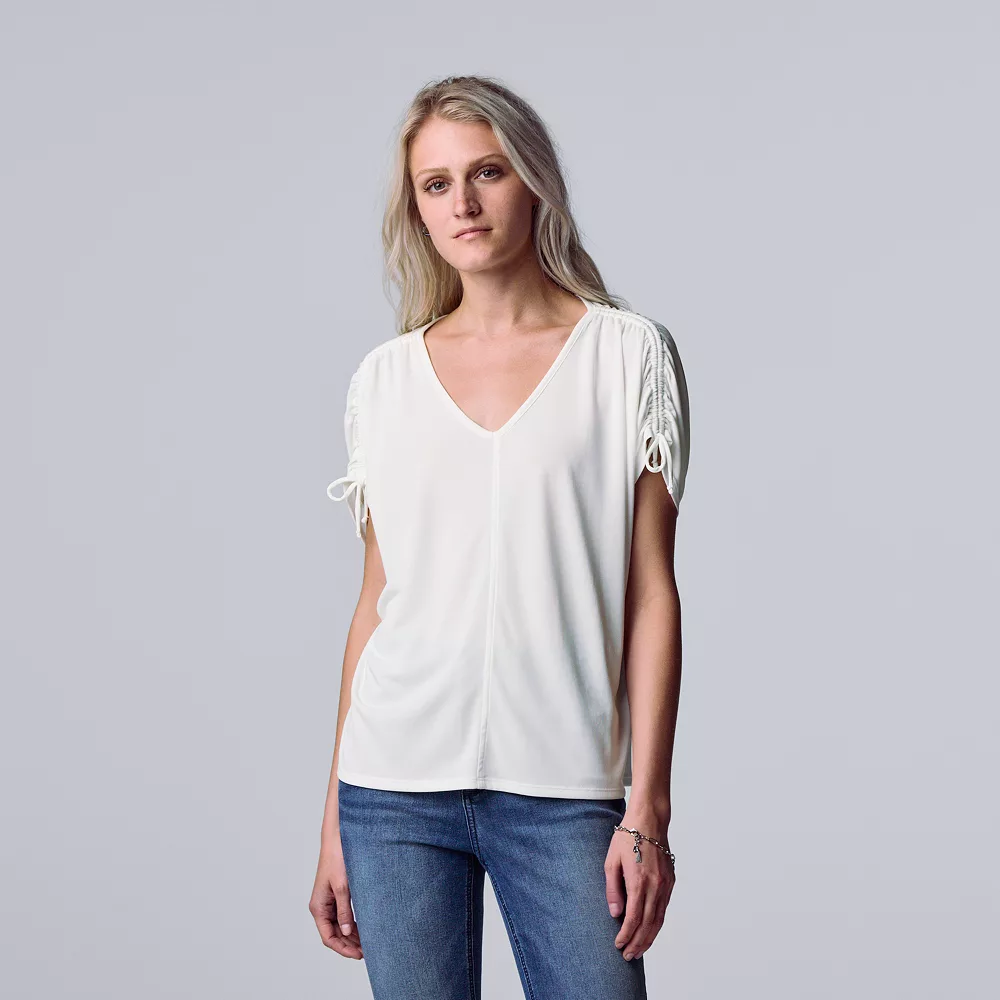 Women's Simply Vera Vera Wang Ruched-Shoulder Dolman Tee - Image 3