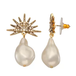 Simply Vera Vera Wang Gold Tone Simulated Pearl Celestial Drop Earrings