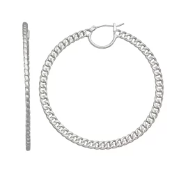 Simply Vera Vera Wang Silver Tone Curb Chain Hoop Earrings