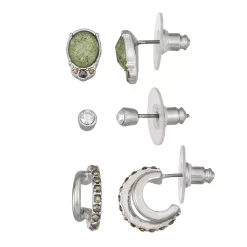 Simply Vera Vera Wang Silver-Tone Green Stone Earring Trio
